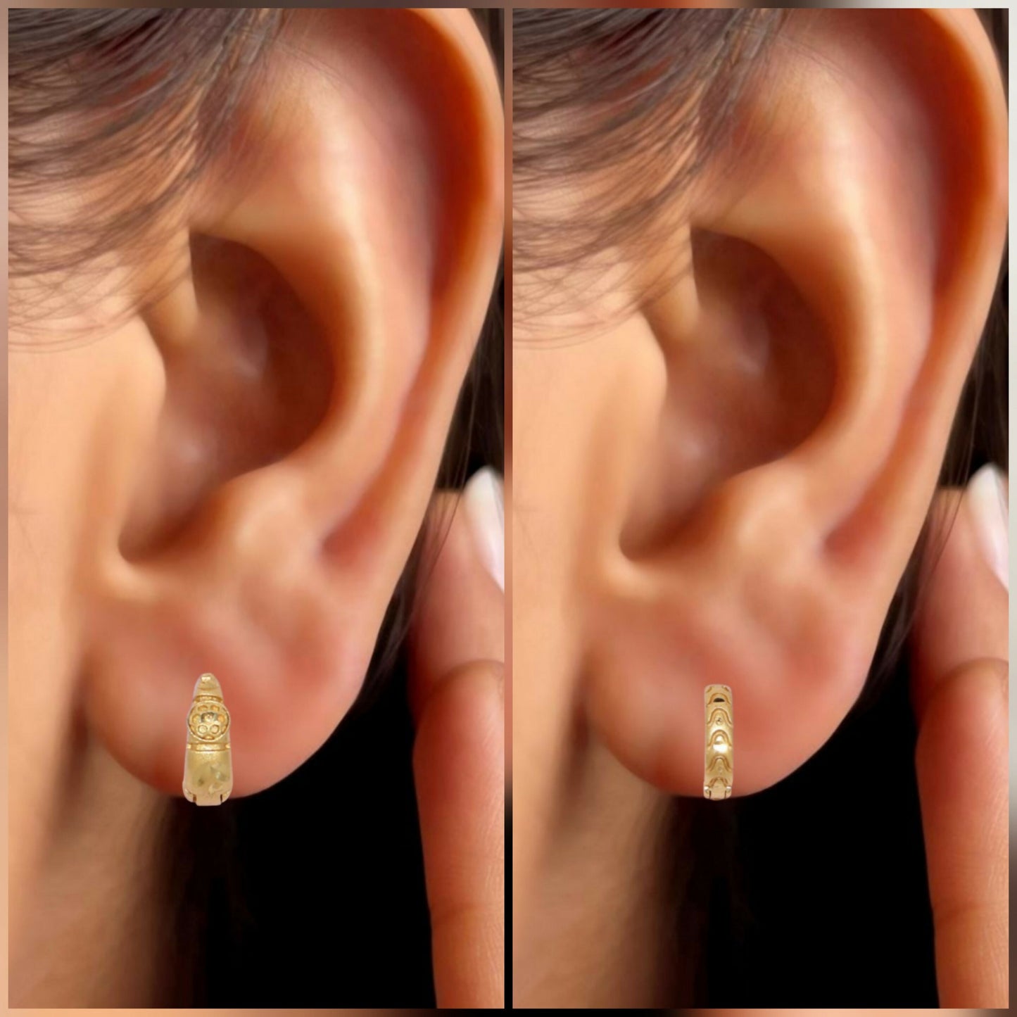 Gold AD Hoop Earrings for women and girls Combo Pack of 2