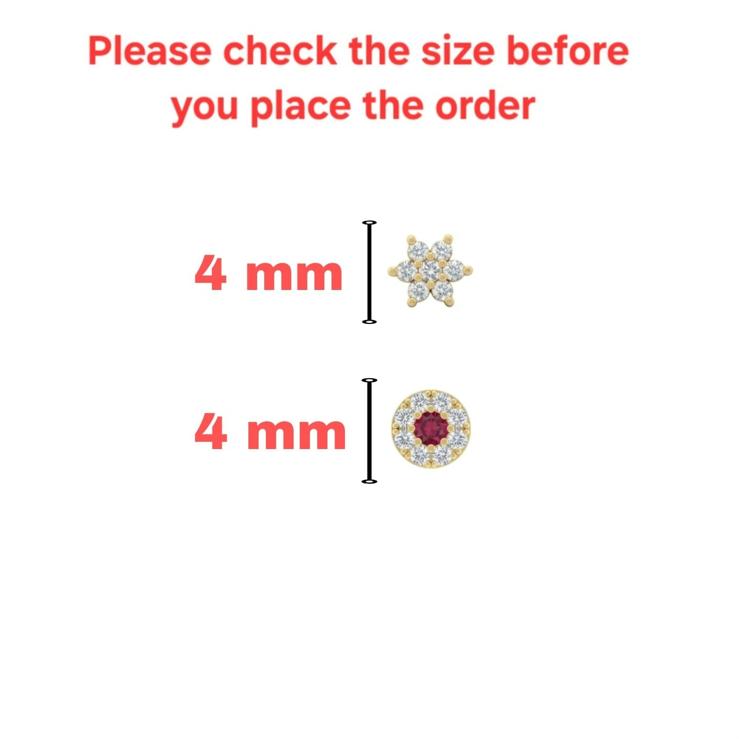 Combo pack of two pairs of gold plated AD stud earrings showcasing crystal floral and ruby halo styles