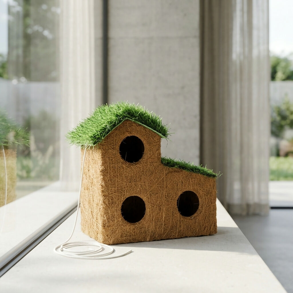 Back view of EcoCoir coconut coir bird nest box