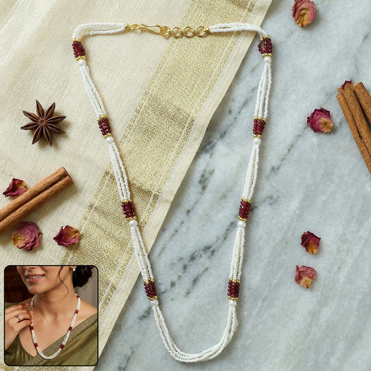 Elegant Beaded Pearl Mala Traditional Ethnic Necklace for Women Handmade