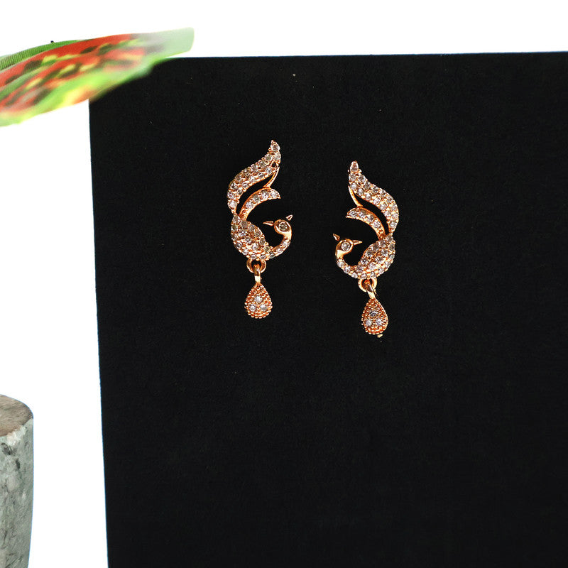 Stylish Peacock Design CZ Stone Earrings for Women