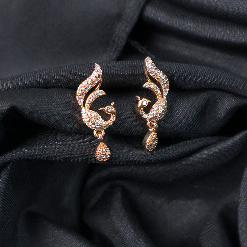 Stylish Peacock Design CZ Stone Earrings for Women