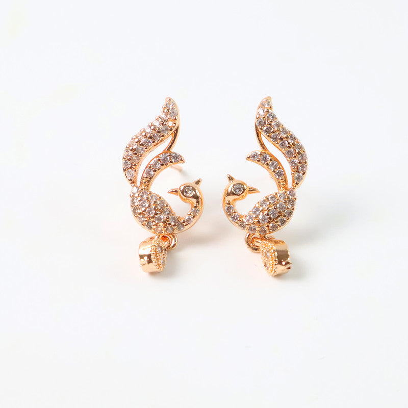 Stylish Peacock Design CZ Stone Earrings for Women
