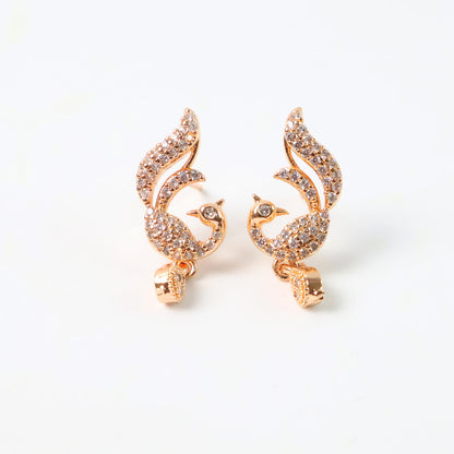 Stylish Peacock Design CZ Stone Earrings for Women
