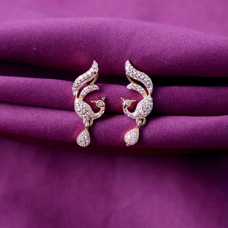 Stylish Peacock Design CZ Stone Earrings for Women