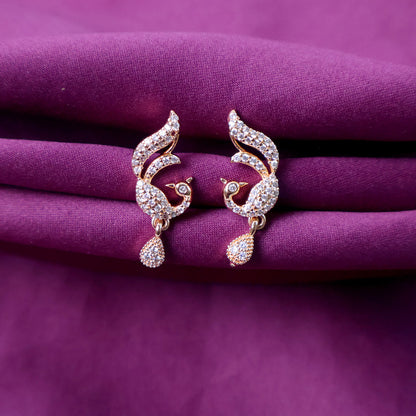 Stylish Peacock Design CZ Stone Earrings for Women