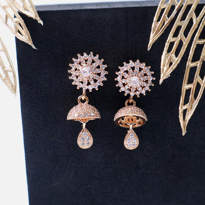 Elegant Umbrella Design CZ Stone Drop Earrings for Women