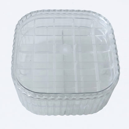 See-through jewellery storage box with multiple small compartments