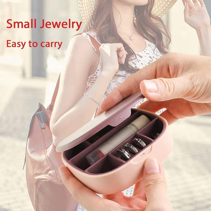 Plastic Jewelry Storage Box with Built-in Mirror & Multi-Section (1 Pc)