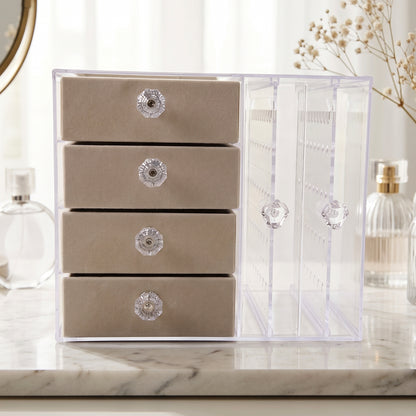 Acrylic Jewelry Organizer Box, Multi-Drawer Velvet Storage for Rings (1 Set)