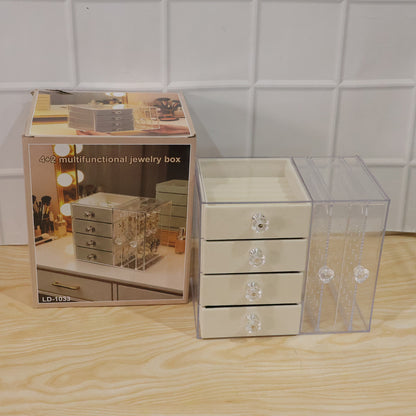 Acrylic Jewelry Organizer Box, Multi-Drawer Velvet Storage for Rings (1 Set)