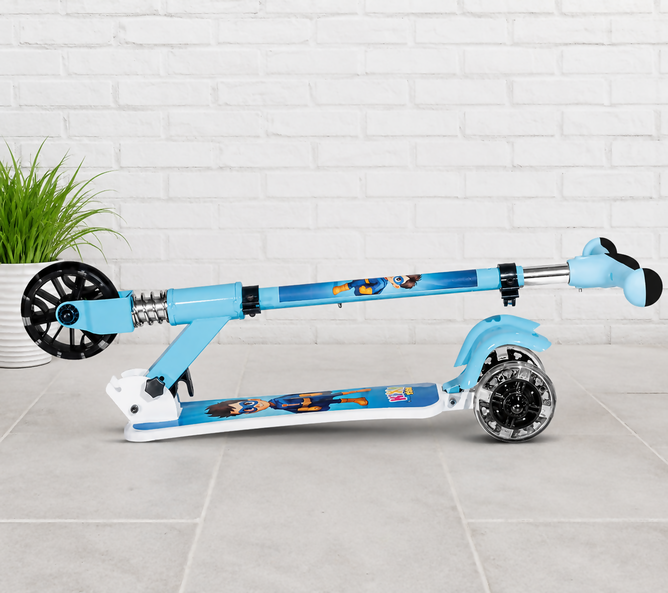 KIXY Glow 3 Wheel Foldable Kids Scooter with LED Flashing Wheels