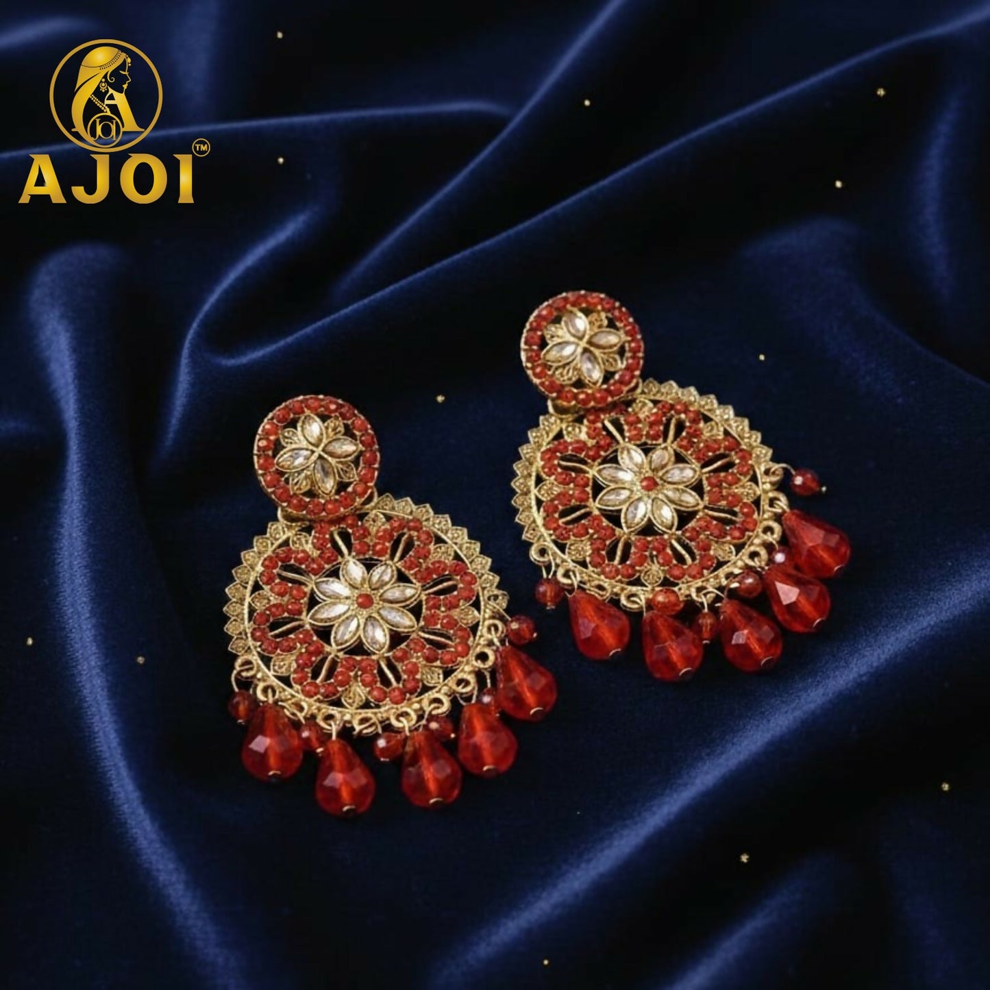 Red Floral Earrings