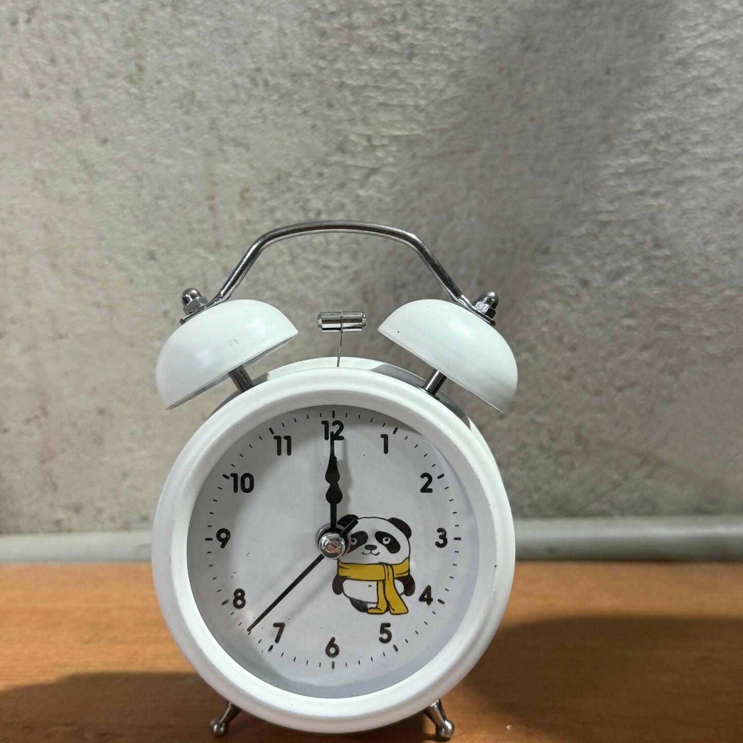White Panda Twin Bell Alarm Clock for Kids | Loud Ring | Study & Bedside Use