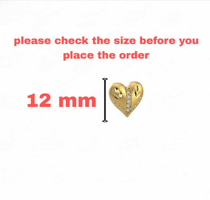 Gold Plated Heart Stud Earrings with AD for women and girls