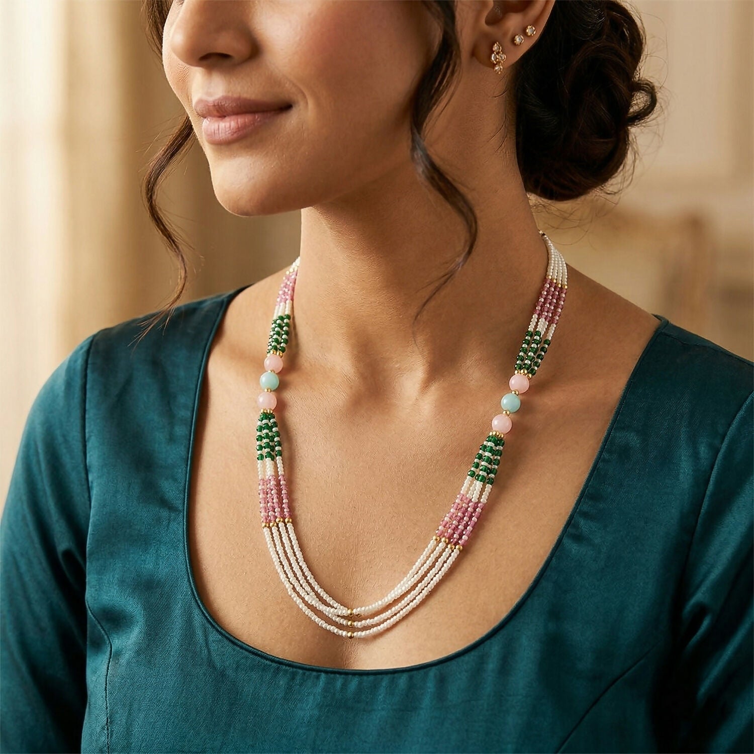 Elegant Handmade Multicolor Beaded Mala Necklace for Women Stylish Wear