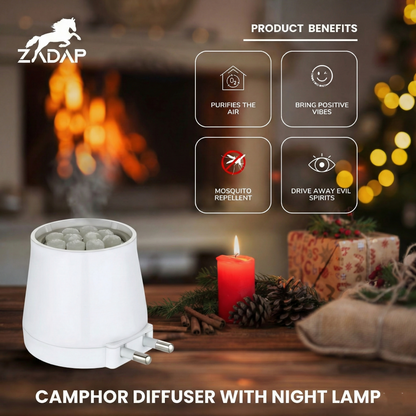 Zadap Wooden Kapoor Dani, Aroma Diffuser, Camphor Burner & Night Lamp