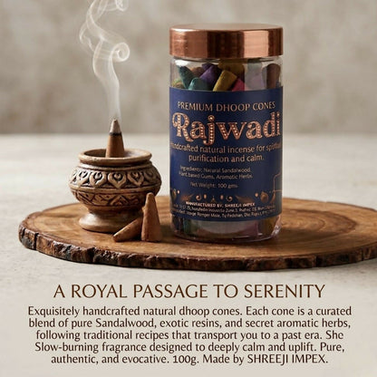 Rajwadi Premium Natural Dhoop Cones pack with slow burning fragrance