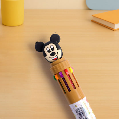 Two multi ink ball pens with cute cartoon toppers side by side
