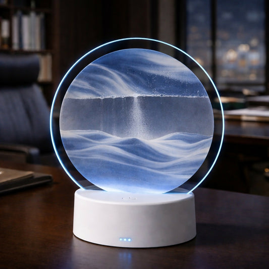 Blue Round Moving Sand Art LED Lamp Decorative Desk Night Light