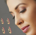 Gold Plated Ruby CZ Non-Pierced Nose Cuff – Elegant Single Row Ring