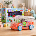Chanak Transparent Gear Bus Toy for Kids 3+ Years | Tinkling Sound & Light Mini School Bus