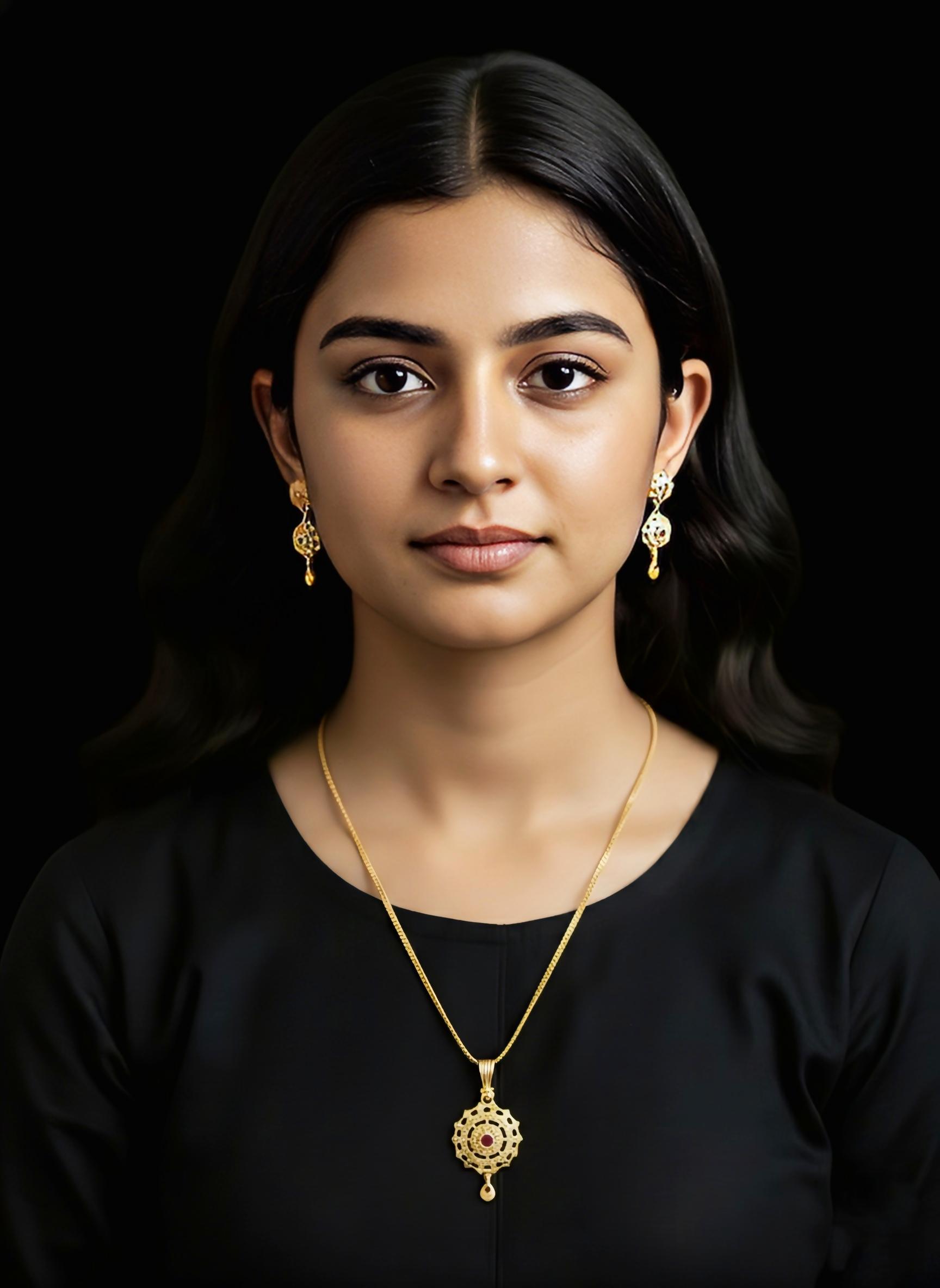 Micro Gold-Plated Ruby and White Stone Pendant Set With Matching Earrings