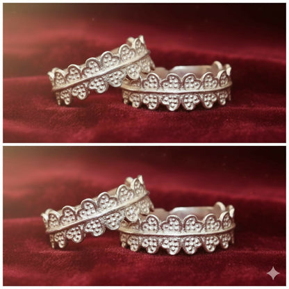 Silver Scalloped Heart Toe Ring Bichiya for women and girls Combo Pack of 2