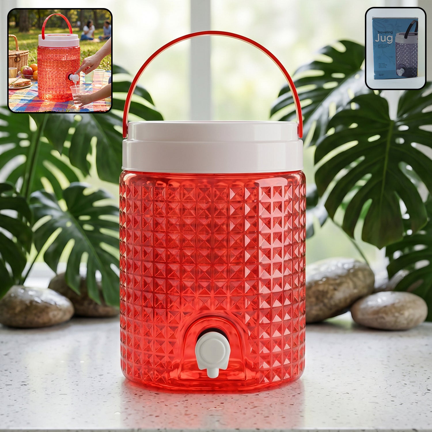 DIAMOND CUT DESIGN PLASTIC WATER JUG TO CARRYING WATER AND OTHER BEVERAGES (4500ML)