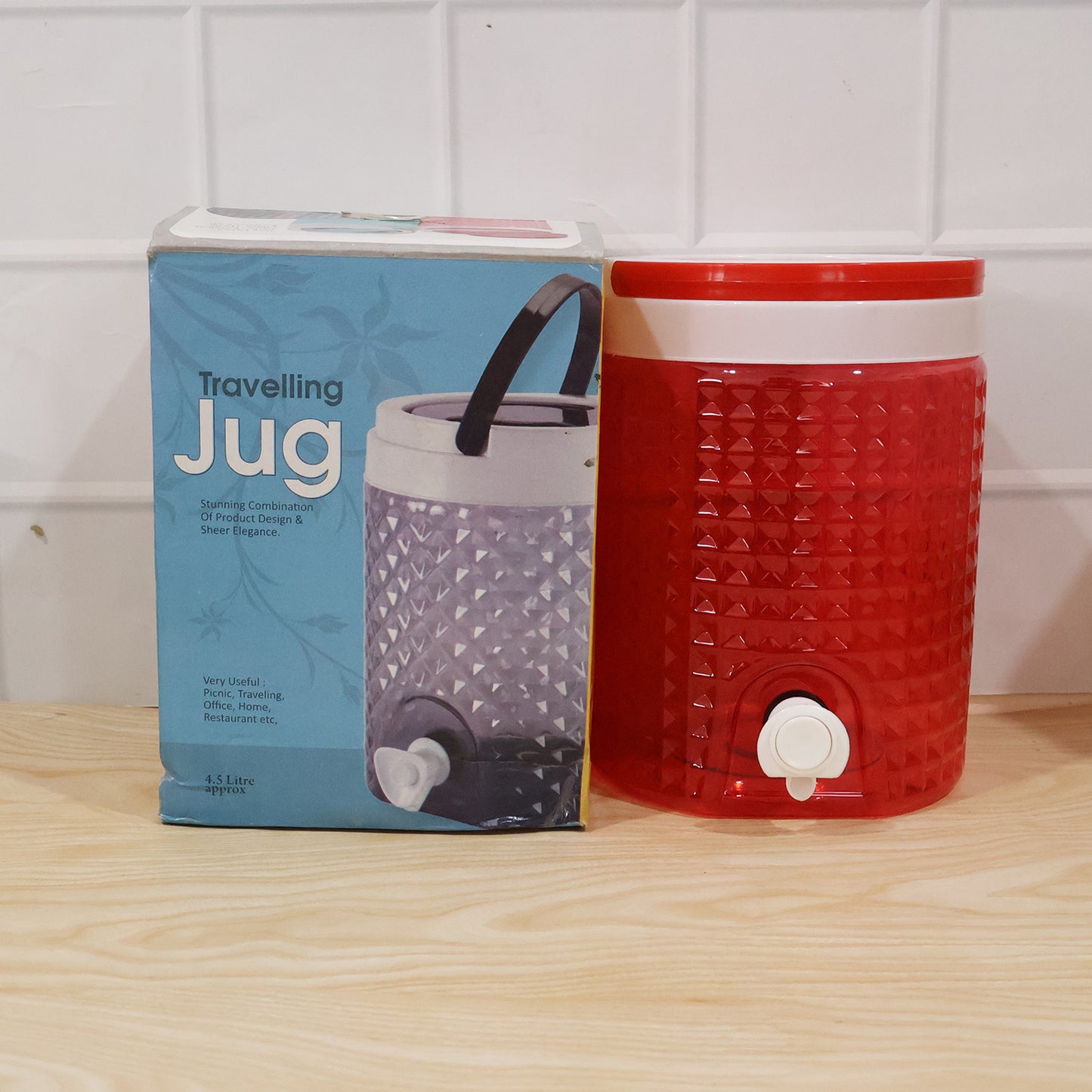DIAMOND CUT DESIGN PLASTIC WATER JUG TO CARRYING WATER AND OTHER BEVERAGES (4500ML)