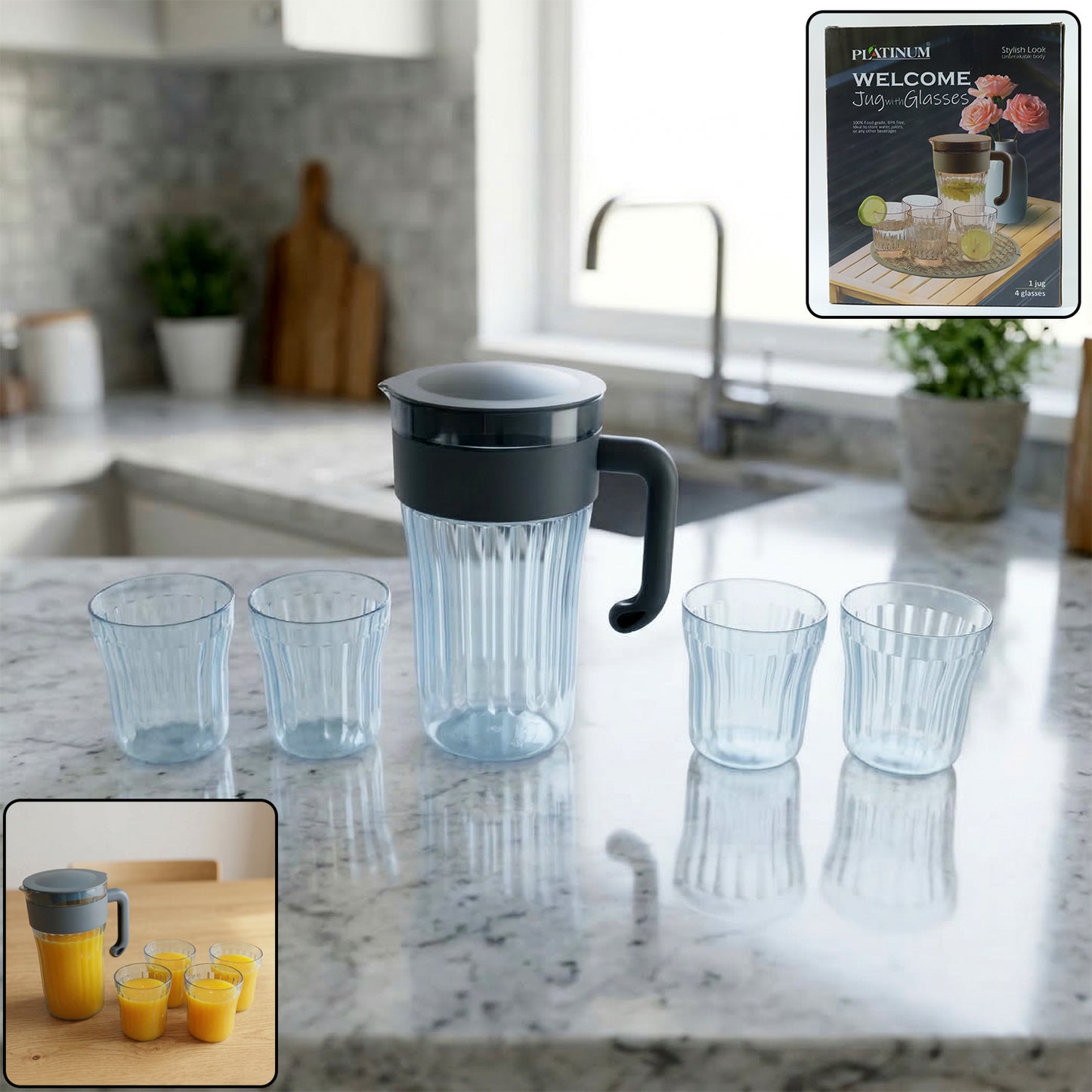 plastic water jug set