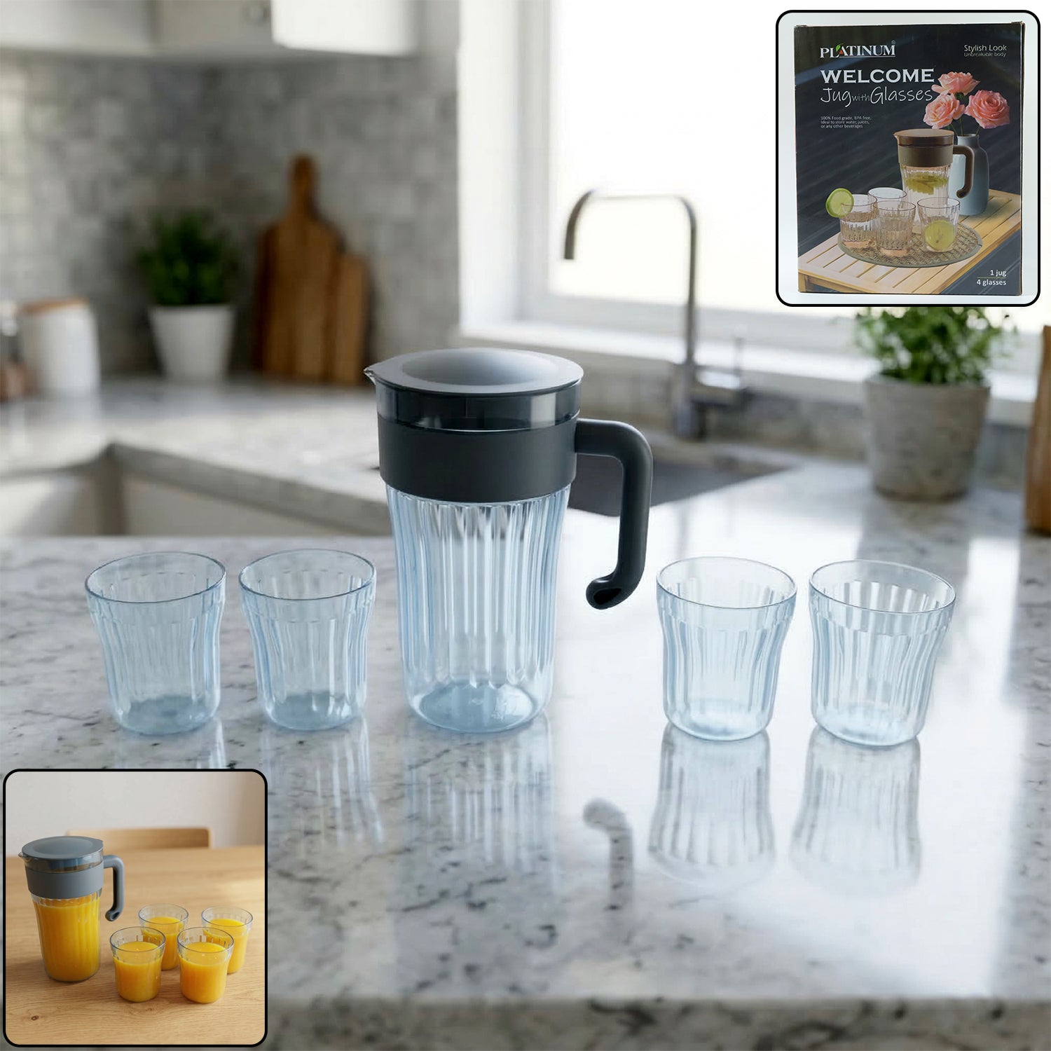 plastic water jug set
