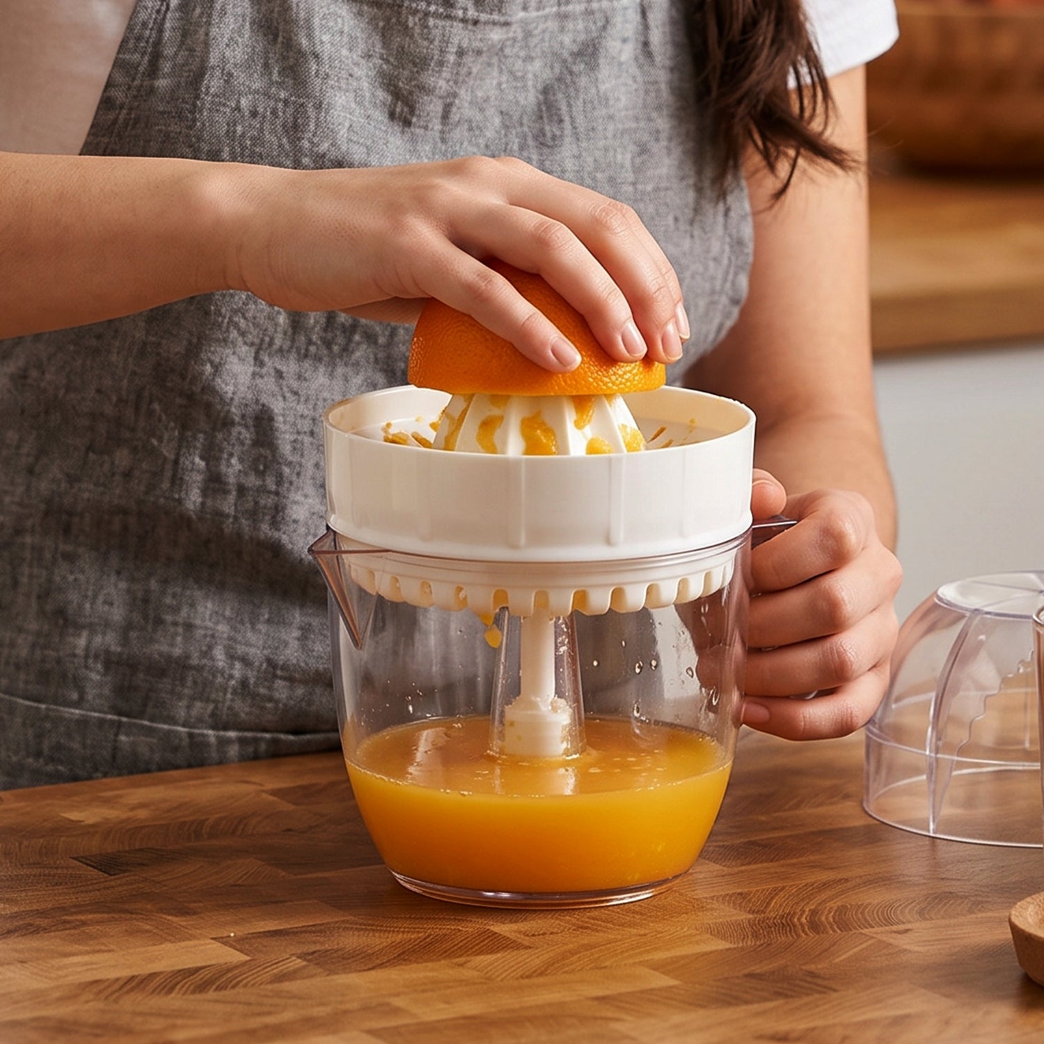 Plastic Mini Manual Citrus Lemon Orange Squeezer with Cup (1 Pc)