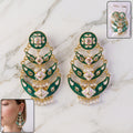 Emerald Pearl Drop Earrings – Elegant Traditional Jewelry for Festive Wear