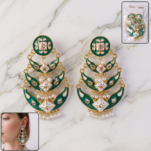 Emerald Pista Traditional Pearl Drop Earrings (1 Pc)