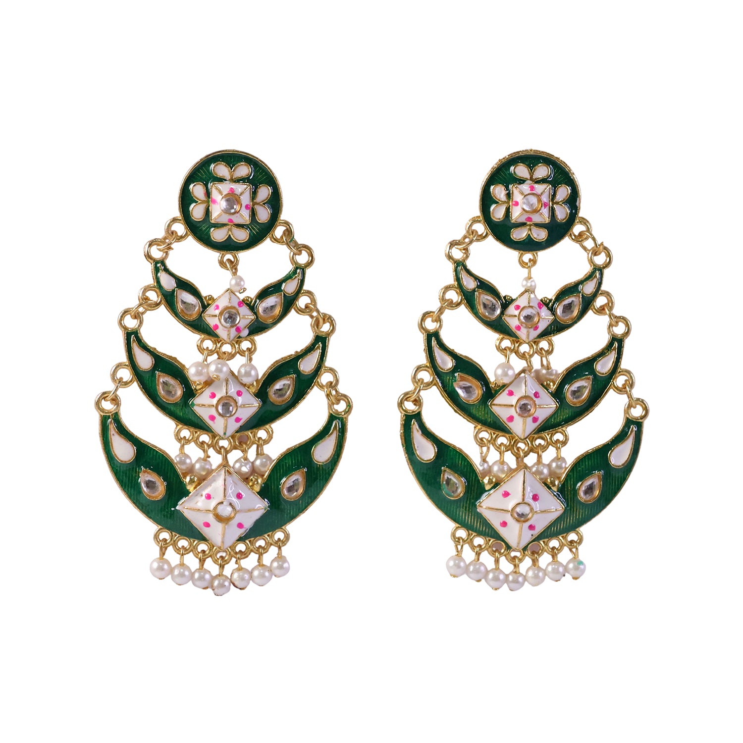 Back View of Sea Green Meenakari Chandbali Earring