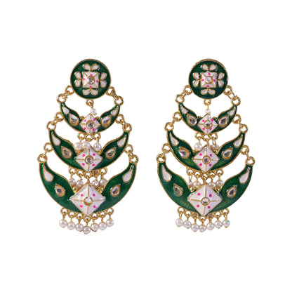 Back View of Sea Green Meenakari Chandbali Earring
