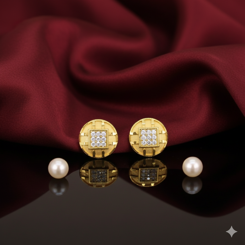 Heart Filigree Gold-Plated Stud Earrings with AD for women and girls