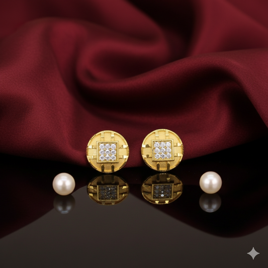 Heart Filigree Gold-Plated Stud Earrings with AD for women and girls