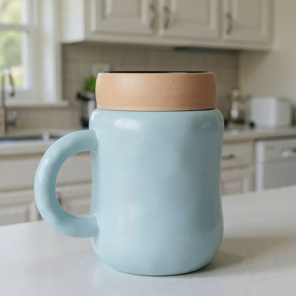 Cartoon Printed Ceramic Mug with Lid, Cute Coffee Tea Cup