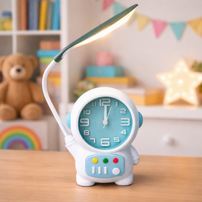 Astronaut Desk Lamp with Alarm Clock for Kids Room, Study Table & Gifting