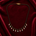 Elegant Black Beaded Mangalsutra Necklace with Pastel Teardrop Charms