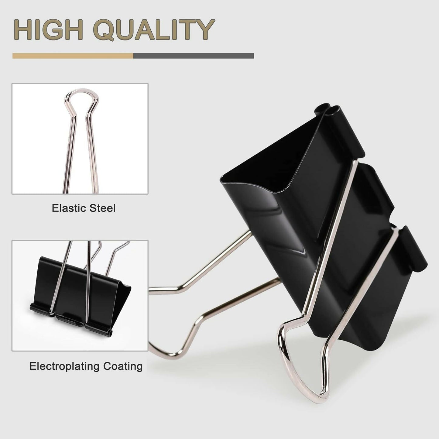 Heavy Duty Binder Clips Set with Strong Spring Grip for Office & School Use (51 mm, 12 Pieces)