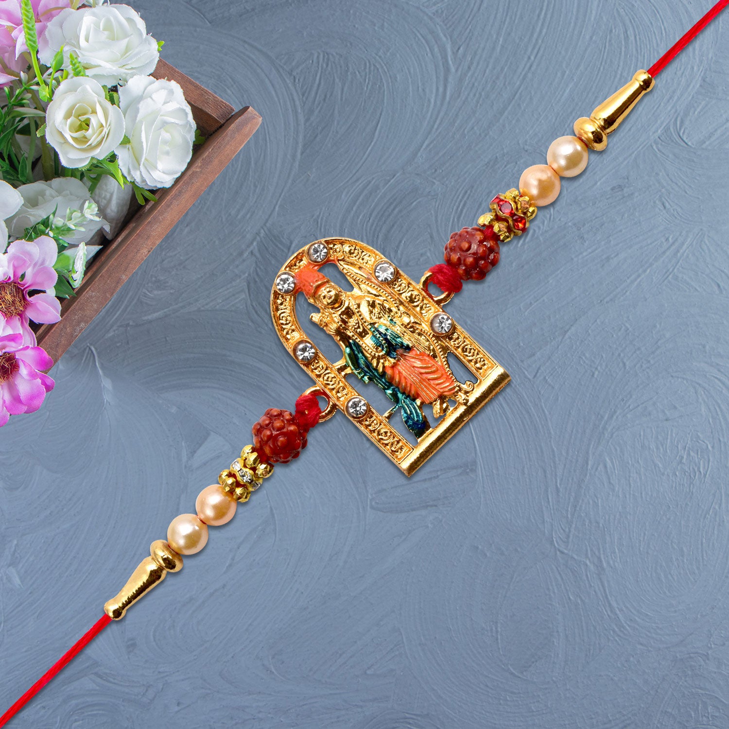 Ram Darbar Rakhi with Rudraksha & Frame Design
