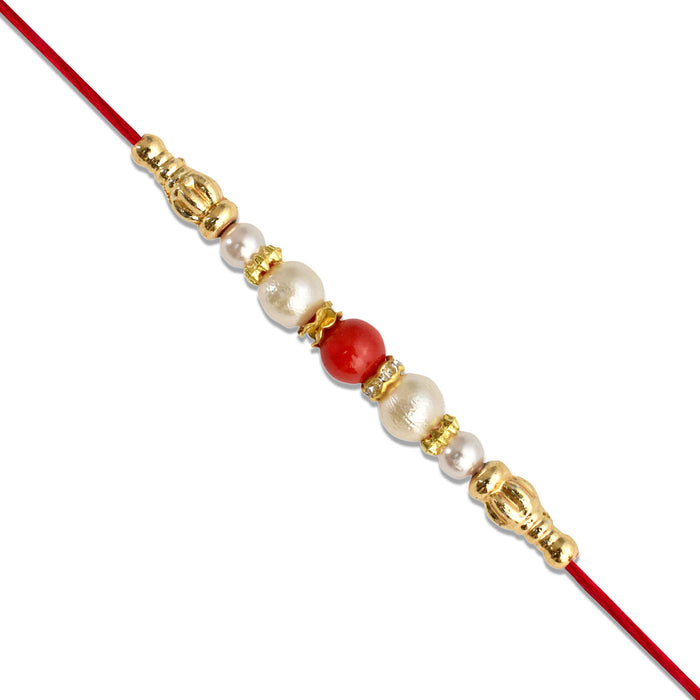 Red and White Colorful Beads Rakhi | Rakhi For Rakshabandhan |