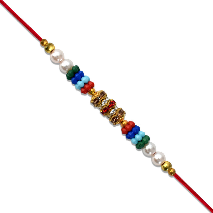 Colorful Beads with Diamond Rakhi | Rakhi For Rakshabandhan |