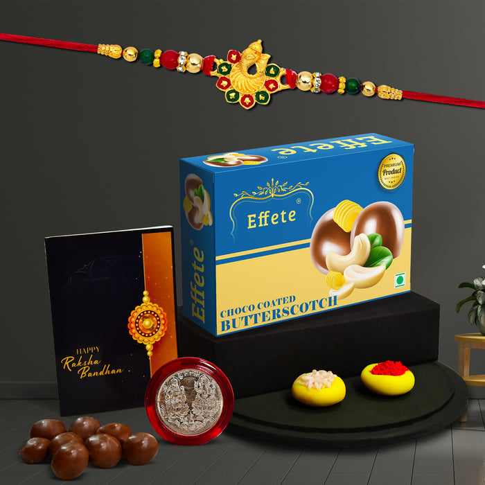 Shivling With Trishul & Snake Design With Effete Butterscotch Chocolate 32Gm ,Silver Color Pooja Coin, Roli Chawal & Greeting Card