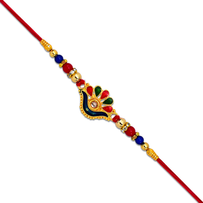 Red Blue Diamond Beads Rakhi | Rakhi For Rakshabandhan |