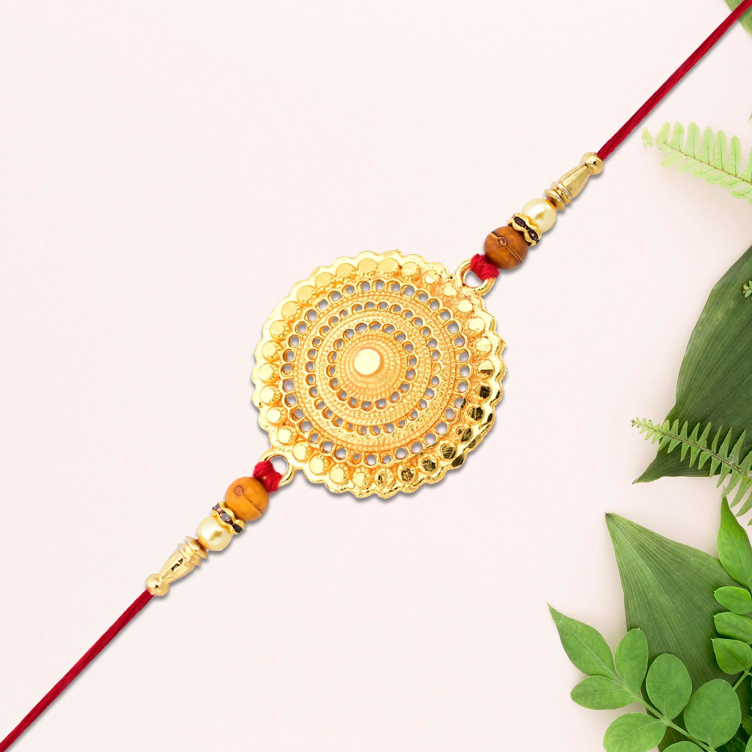 5 Pcs Assorted Golden Rakhi Combo for Brother – Random Mixed Designs