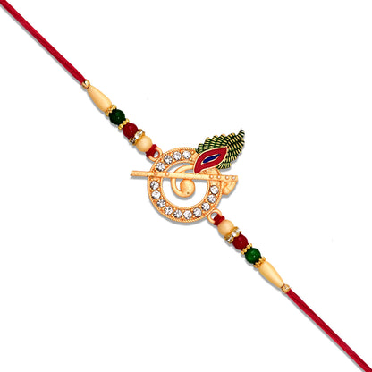 Traditional Designer Rakhi with Krishna motif and beadwork